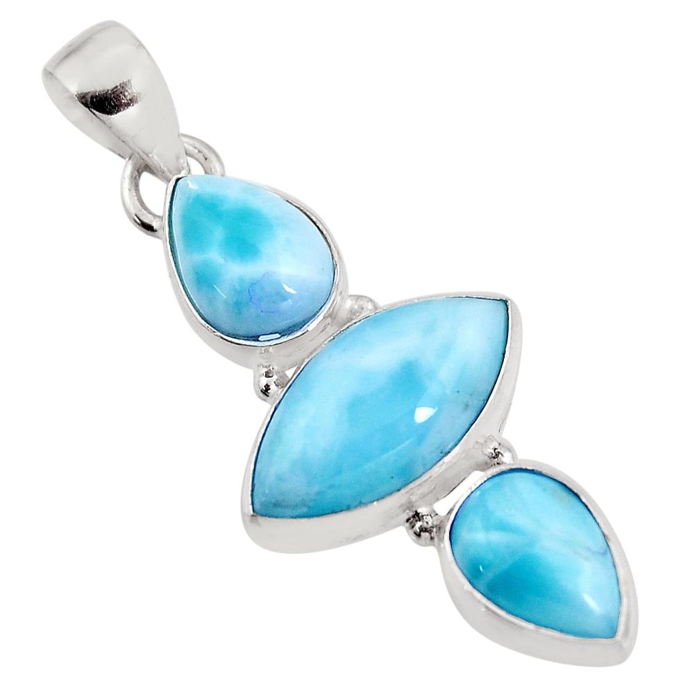 925 sterling silver 12.58cts natural blue larimar pendant jewelry p93312