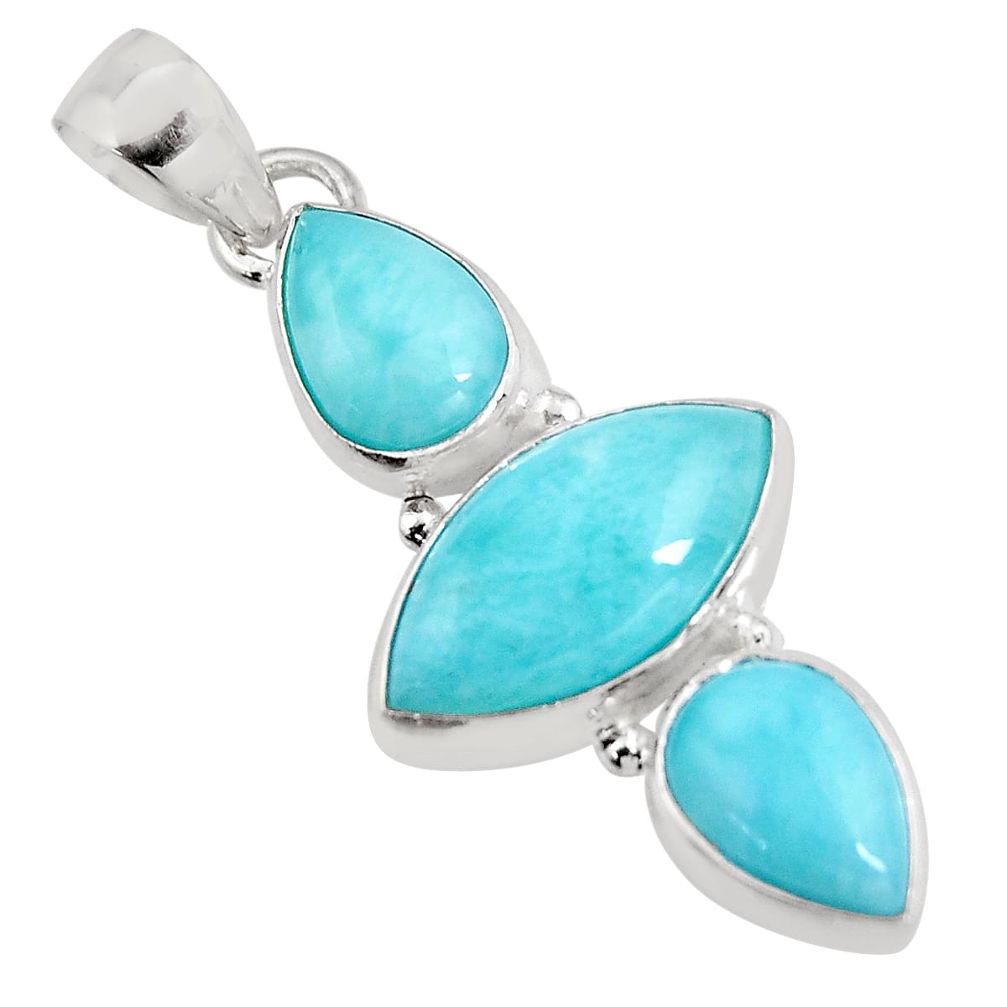 12.22cts natural blue larimar 925 sterling silver pendant jewelry p93313