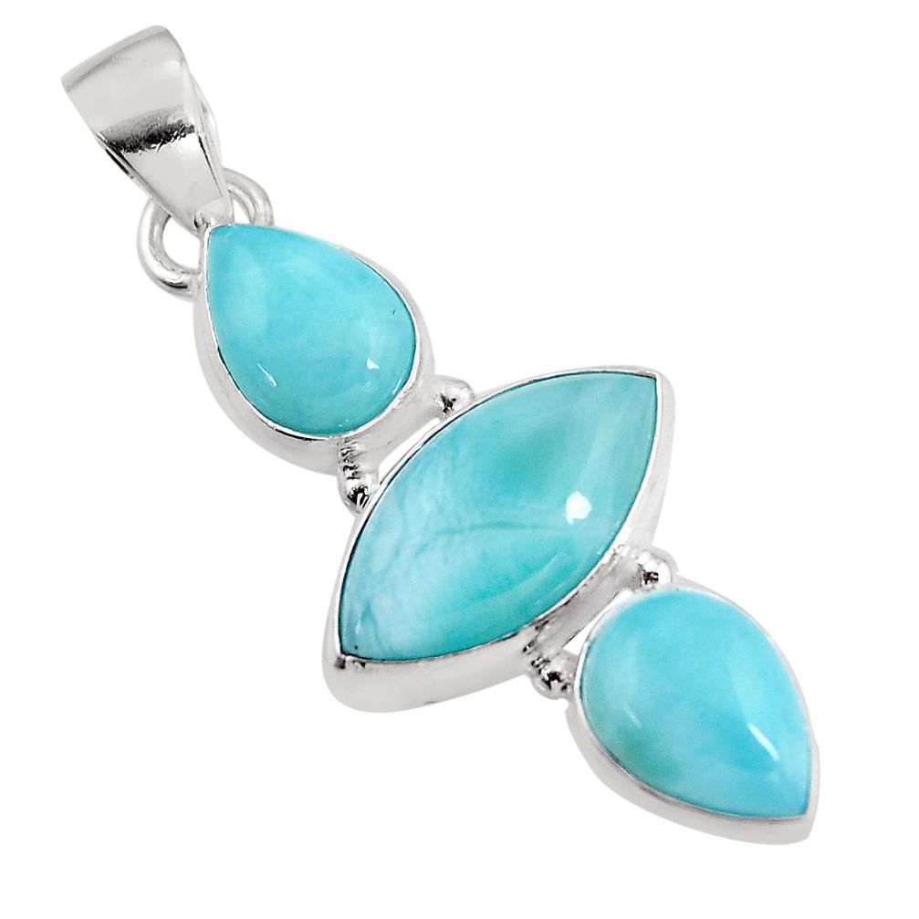 925 sterling silver 12.58cts natural blue larimar pendant jewelry p93318