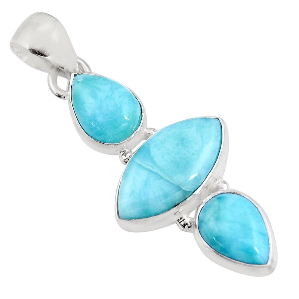 12.22cts natural blue larimar 925 sterling silver pendant jewelry p93319