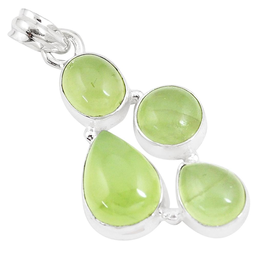 925 sterling silver 19.68cts natural green prehnite pendant jewelry p9344