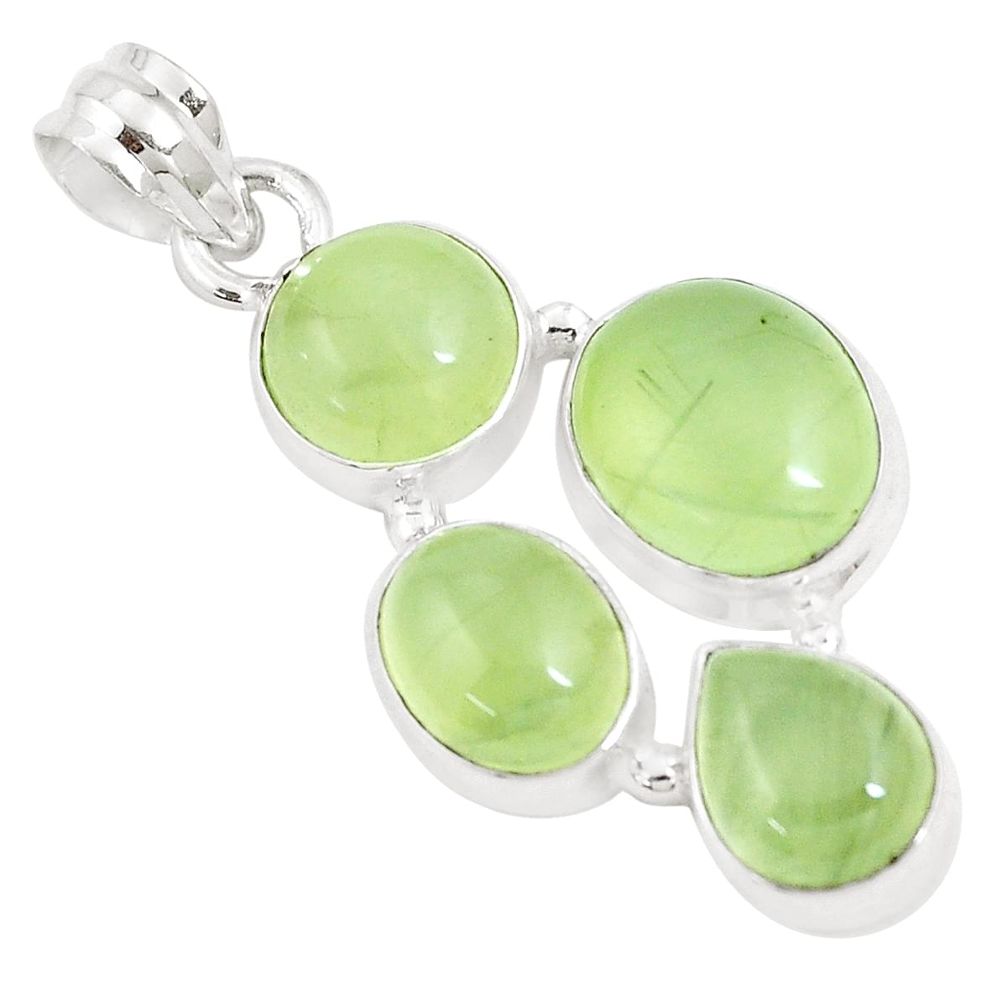 19.72cts natural green prehnite 925 sterling silver pendant jewelry p9345
