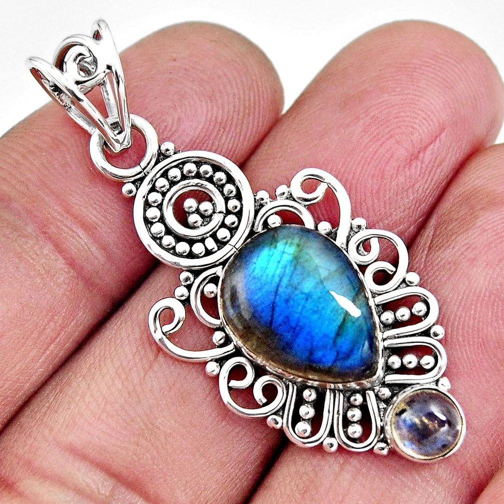 6.32cts natural blue labradorite 925 sterling silver pendant jewelry p93499