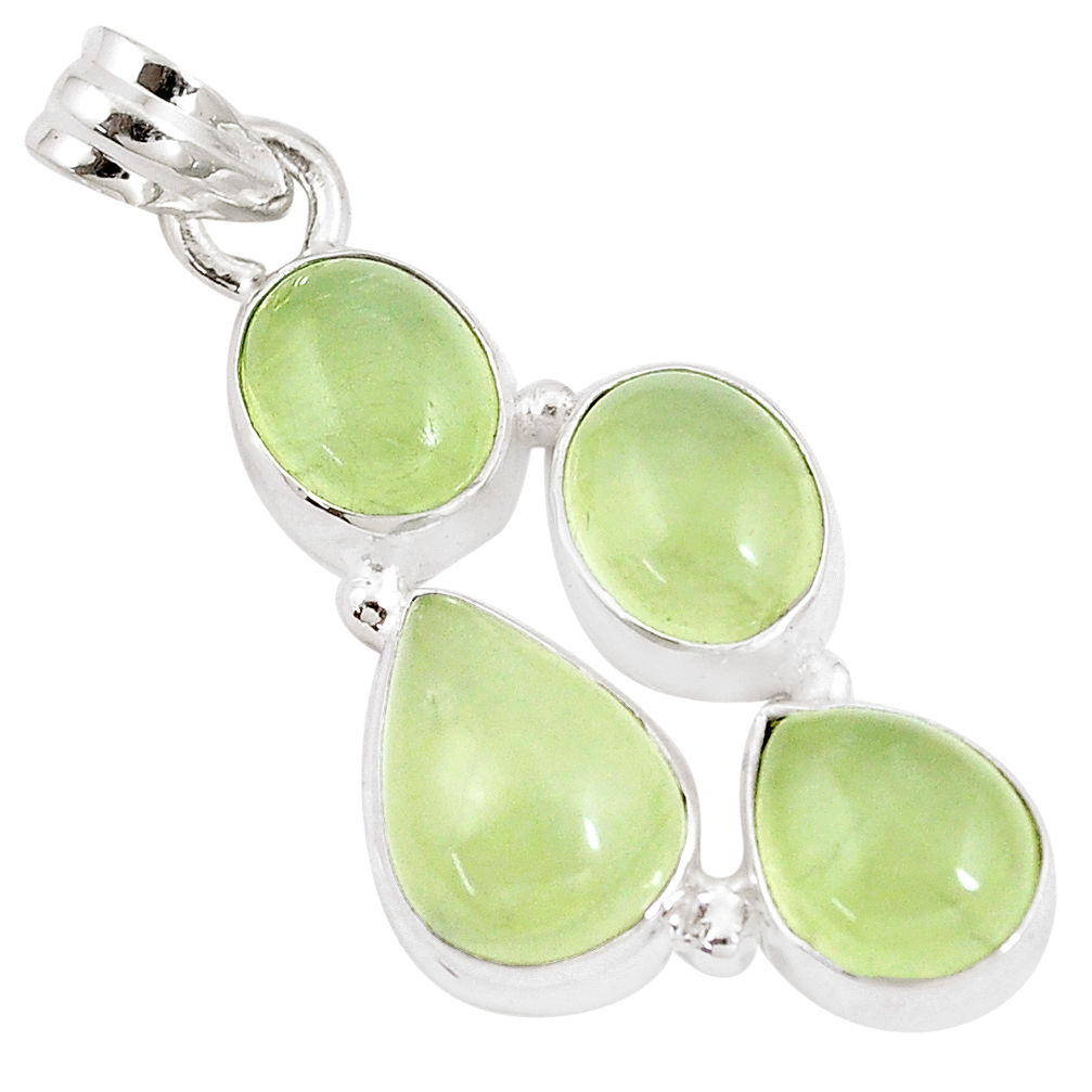 925 sterling silver 17.95cts natural green prehnite pendant jewelry p9350