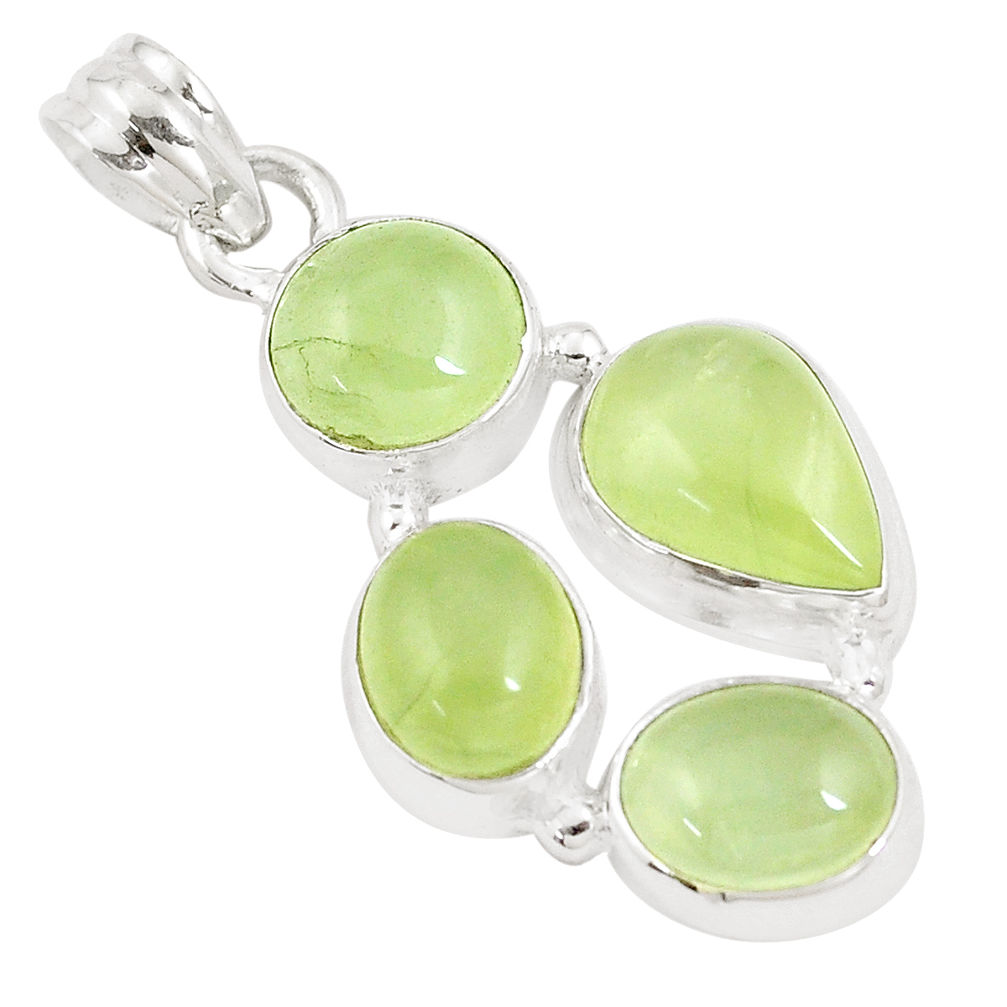 16.73cts natural green prehnite 925 sterling silver pendant jewelry p9351