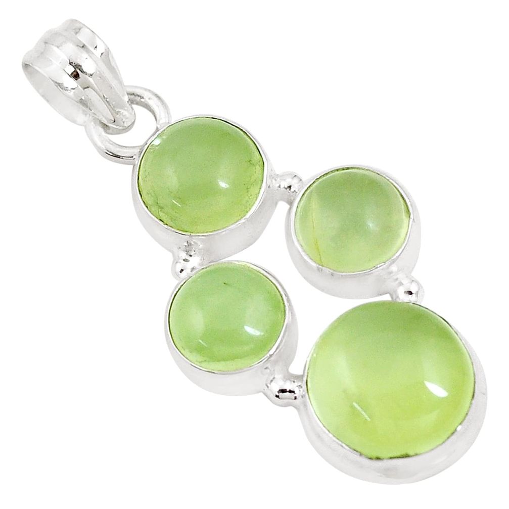 16.37cts natural green prehnite 925 sterling silver pendant jewelry p9352