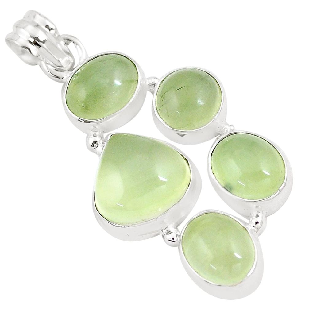 925 sterling silver 19.27cts natural green prehnite pendant jewelry p9360