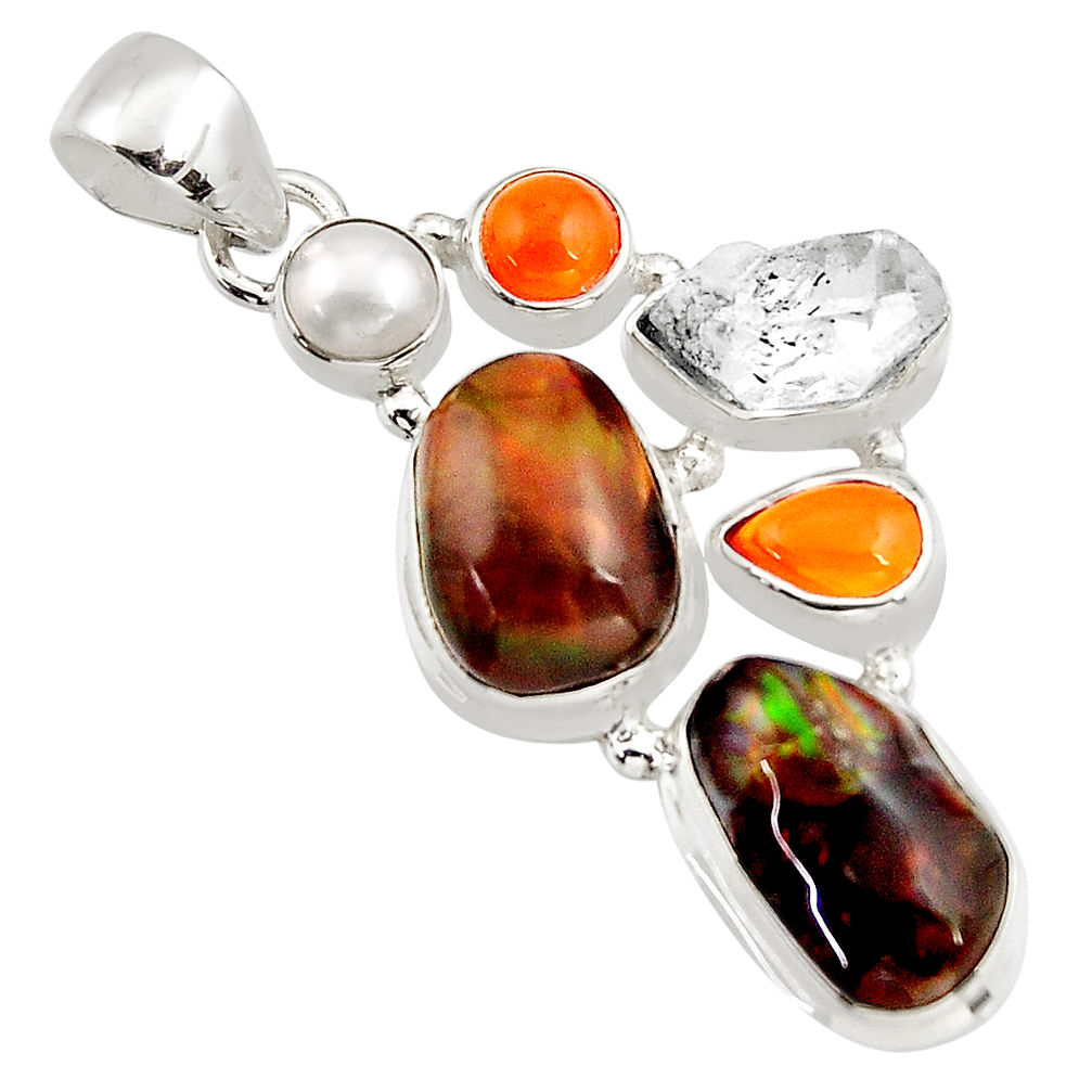 16.46cts natural mexican fire agate cornelian (carnelian) silver pendant p93603