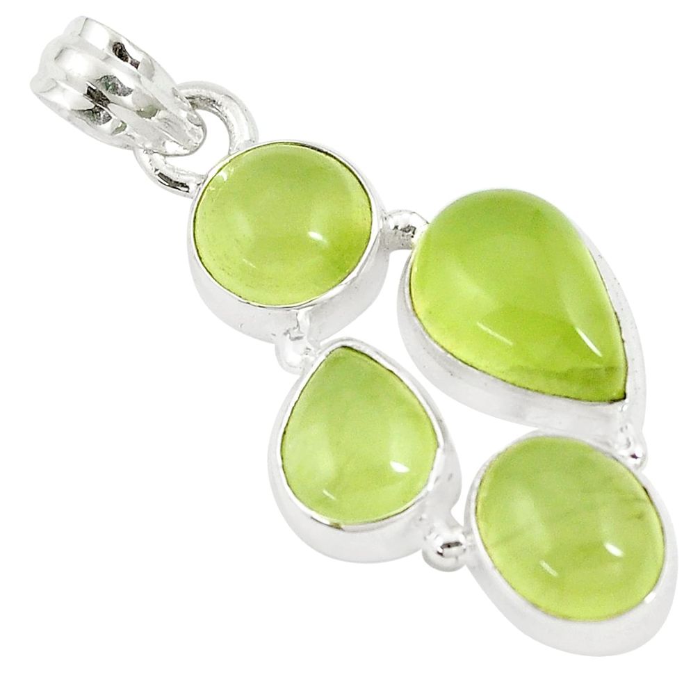 17.95cts natural green prehnite 925 sterling silver pendant jewelry p9361