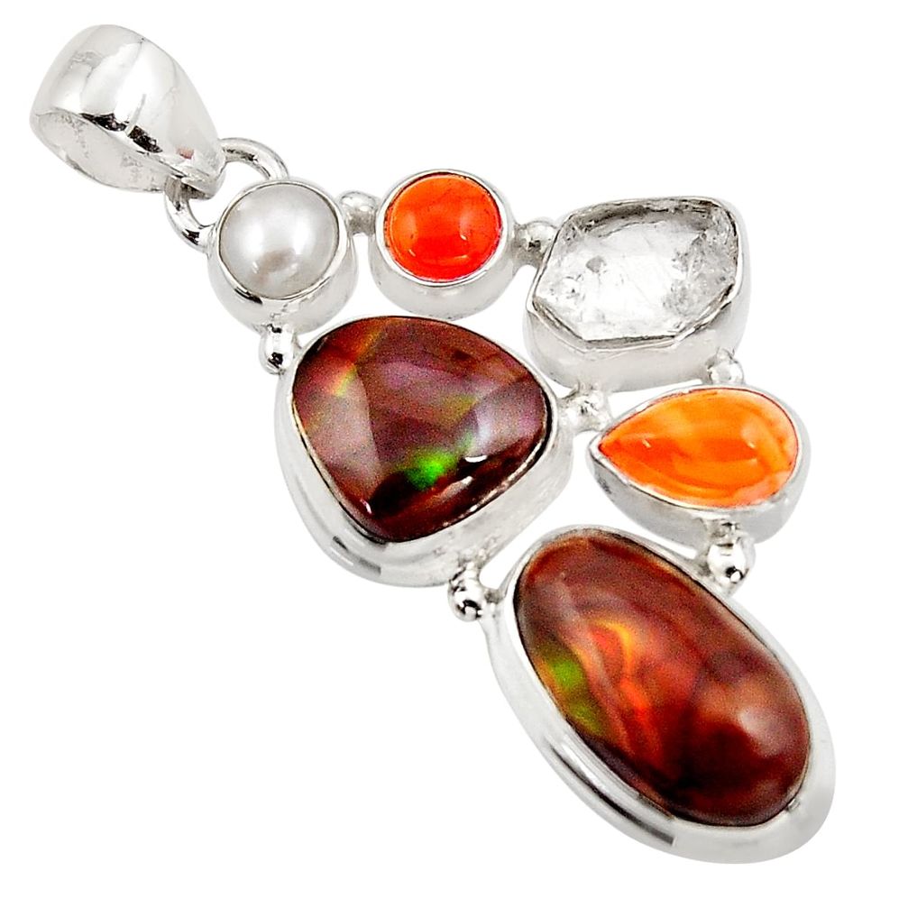 925 silver 16.42cts natural mexican fire agate cornelian pendant jewelry p93615