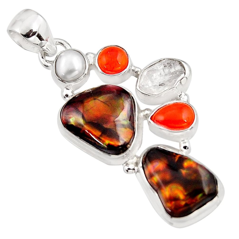 925 silver 16.46cts natural mexican fire agate cornelian pendant jewelry p93619
