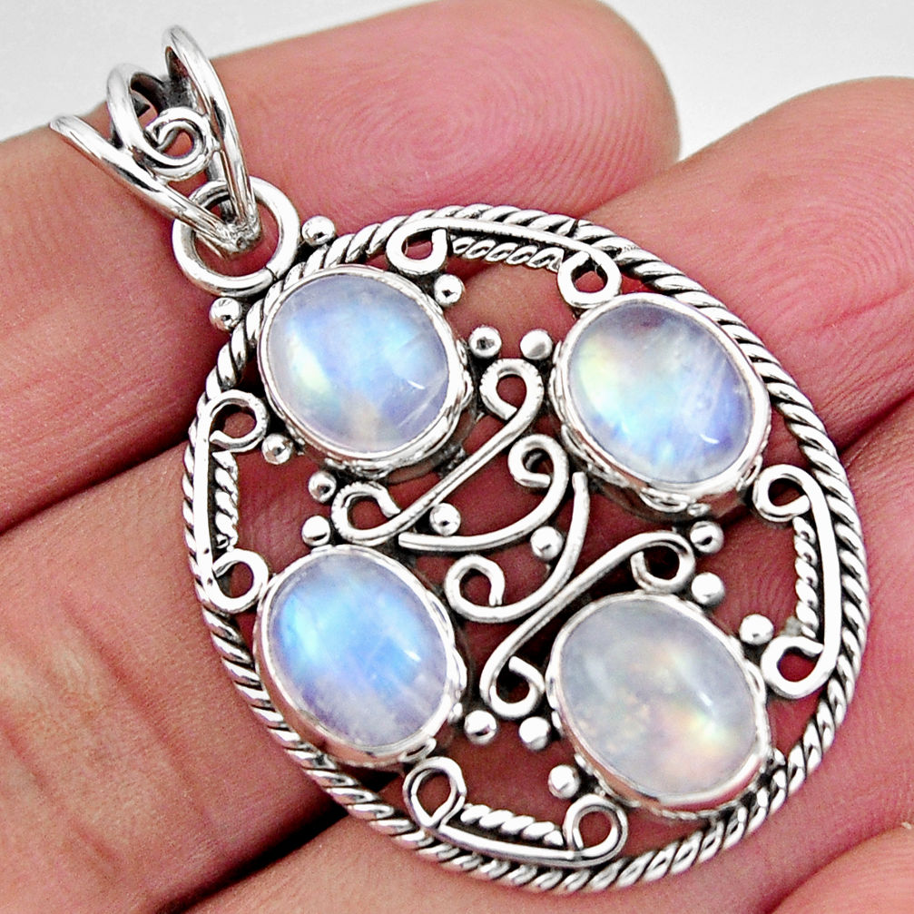 11.25cts natural rainbow moonstone 925 sterling silver pendant jewelry p93822