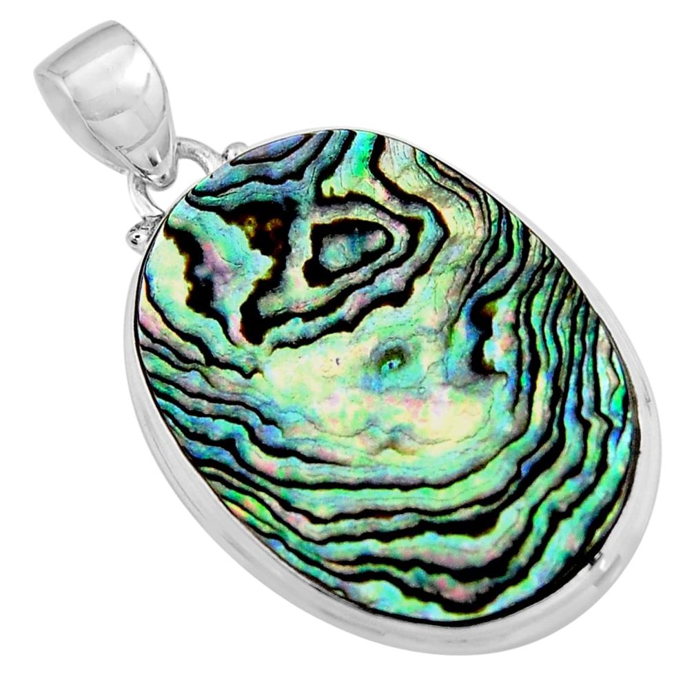 925 sterling silver 18.70cts natural green abalone paua seashell pendant p93858