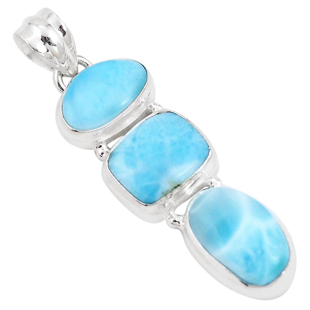 19.27cts natural blue larimar 925 sterling silver pendant jewelry p9386