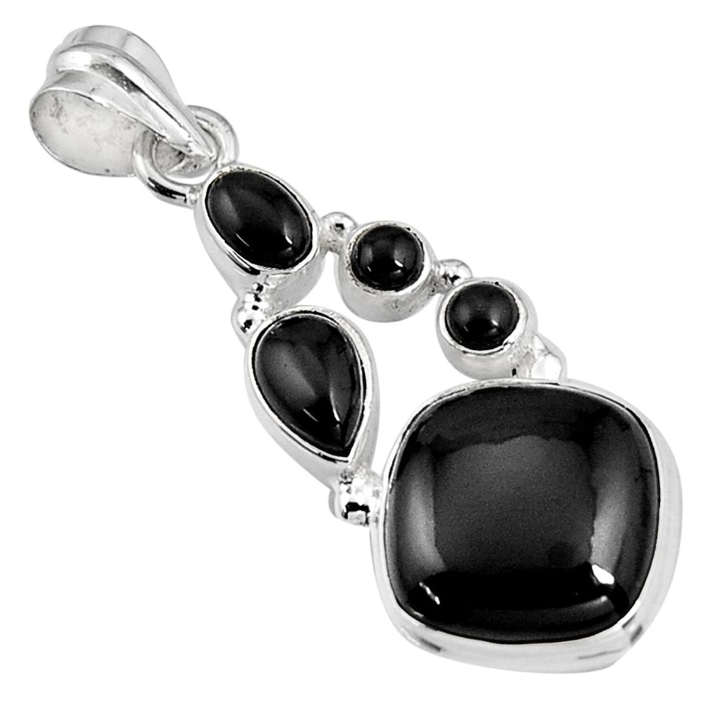 14.39cts natural black onyx 925 sterling silver pendant jewelry p94101