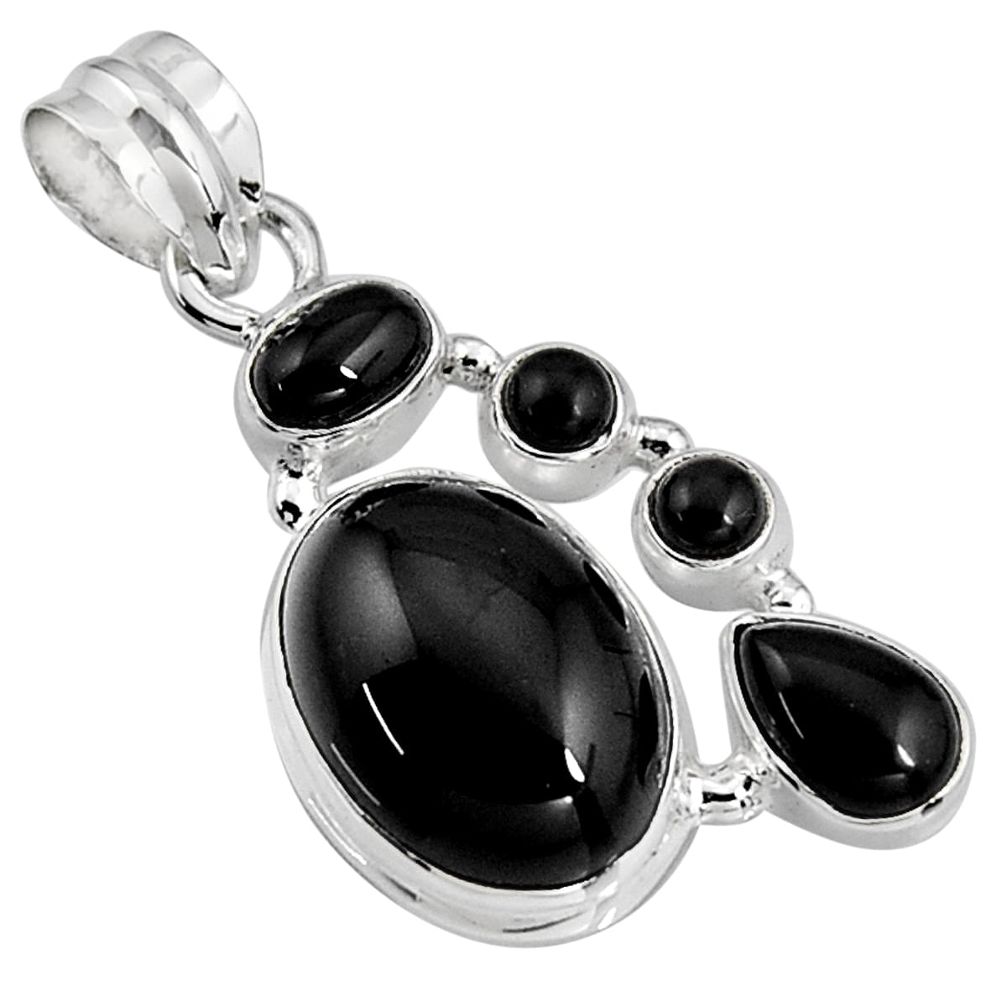 14.88cts natural black onyx oval 925 sterling silver pendant jewelry p94107