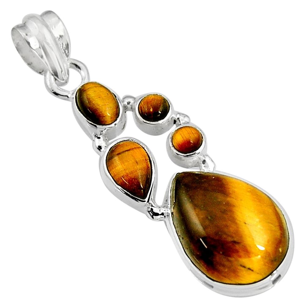 925 sterling silver 17.69cts natural brown tiger's eye pendant jewelry p94114