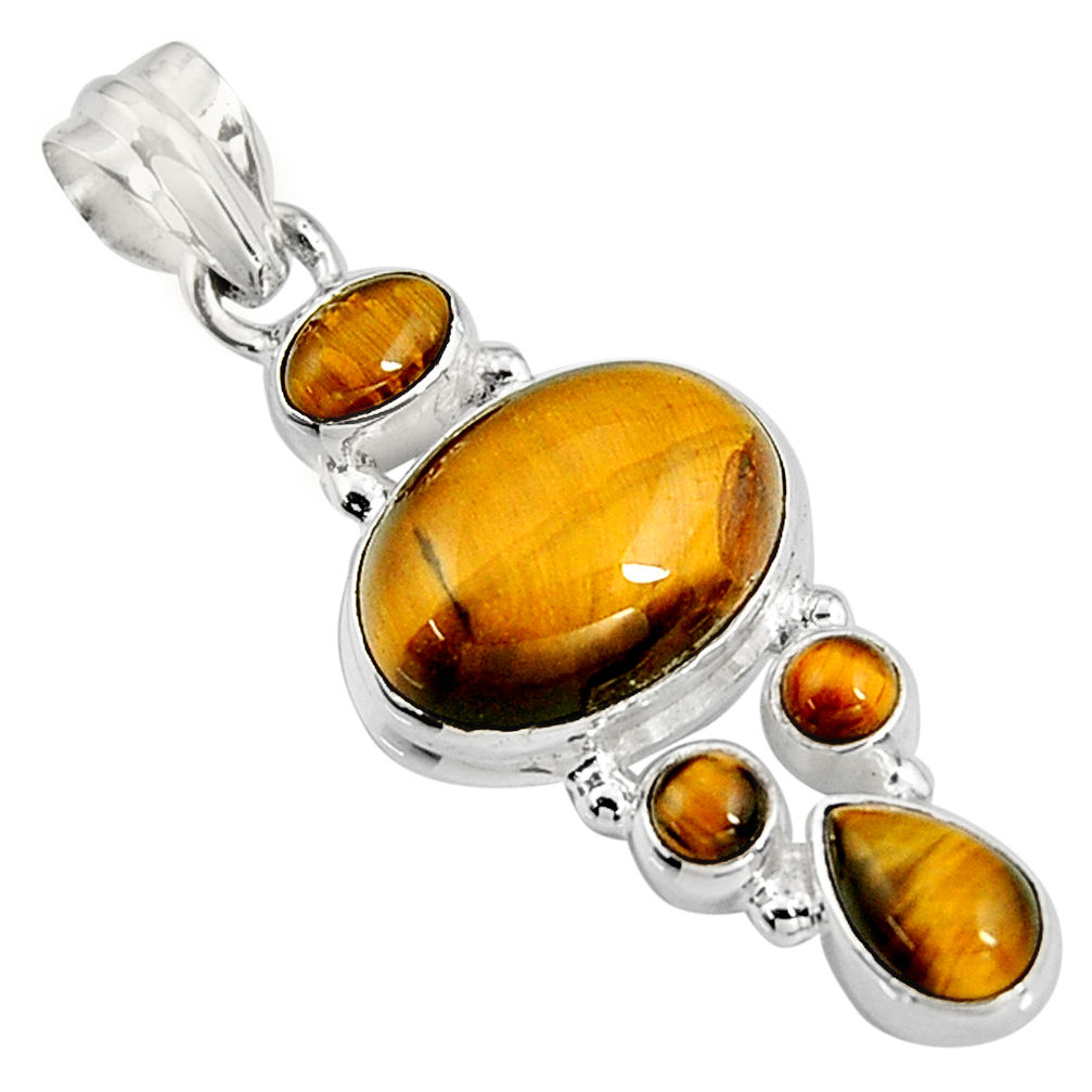15.64cts natural brown tiger's eye 925 sterling silver pendant jewelry p94115