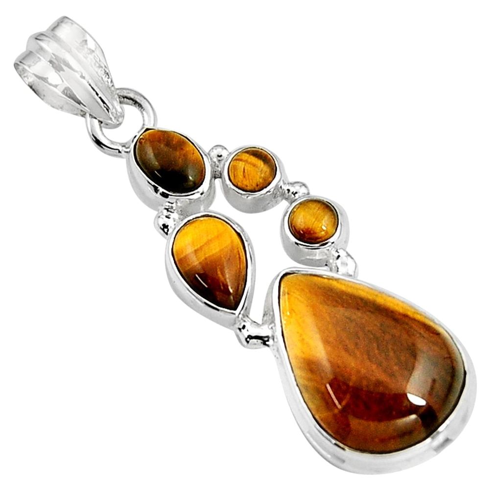 17.20cts natural brown tiger's eye 925 sterling silver pendant jewelry p94116