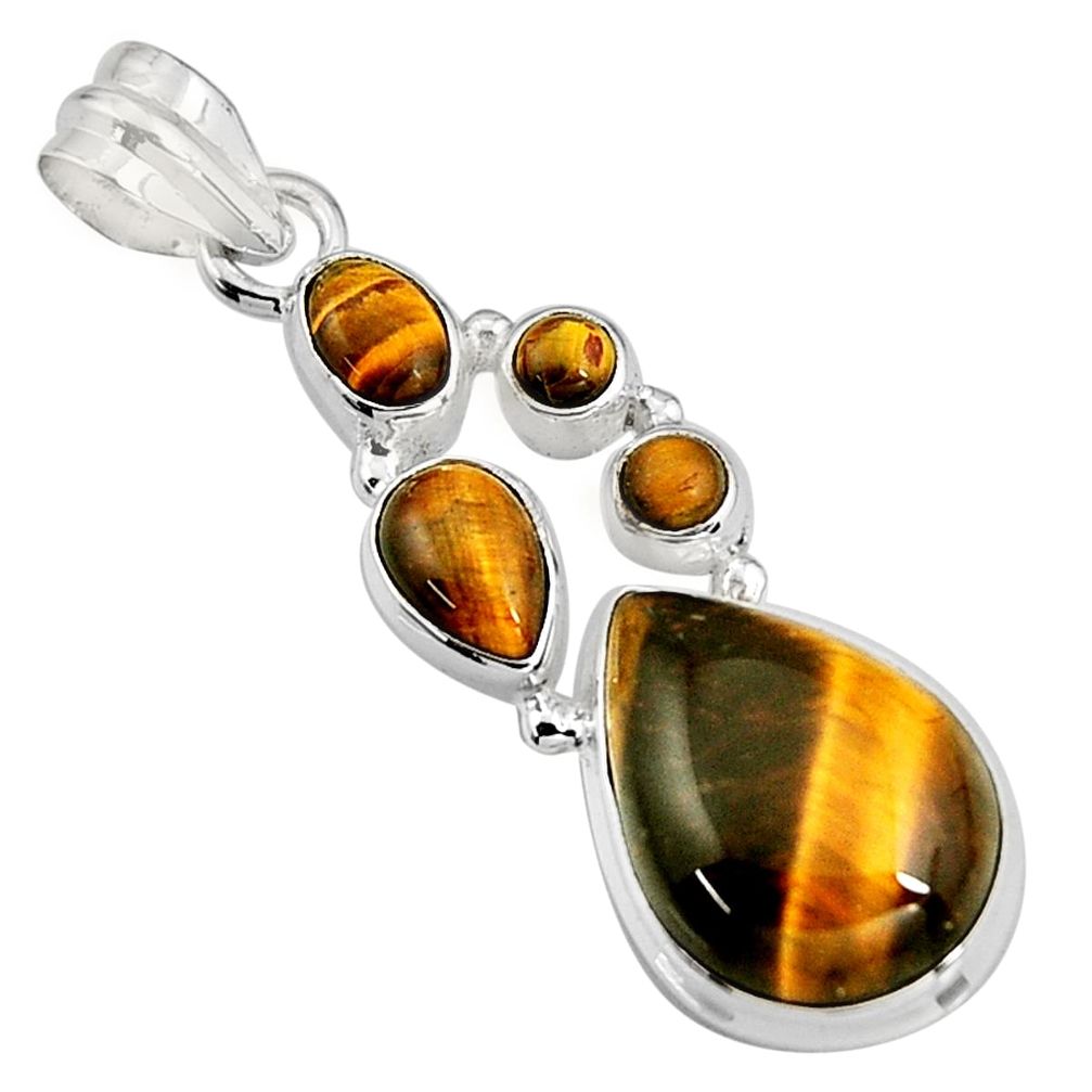 17.20cts natural brown tiger's eye 925 sterling silver pendant jewelry p94117