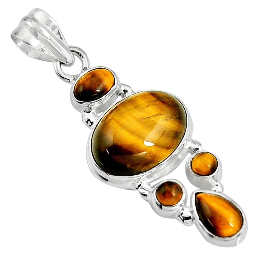 925 sterling silver 15.33cts natural brown tiger's eye pendant jewelry p94118