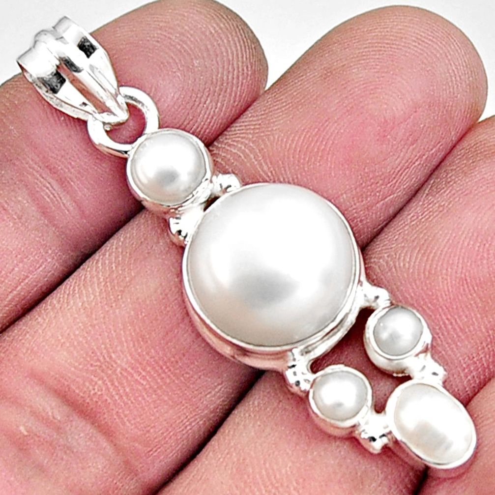 16.17cts natural white pearl 925 sterling silver pendant jewelry p94121