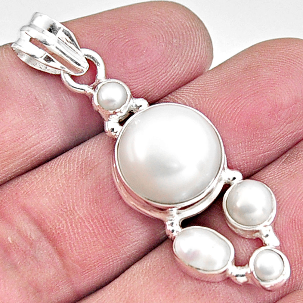 16.52cts natural white pearl 925 sterling silver pendant jewelry p94122