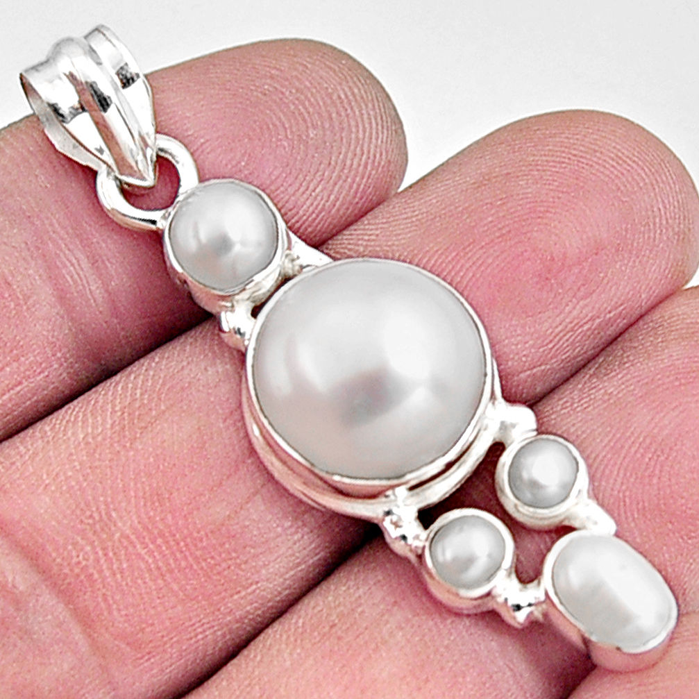 15.74cts natural white pearl 925 sterling silver pendant jewelry p94123