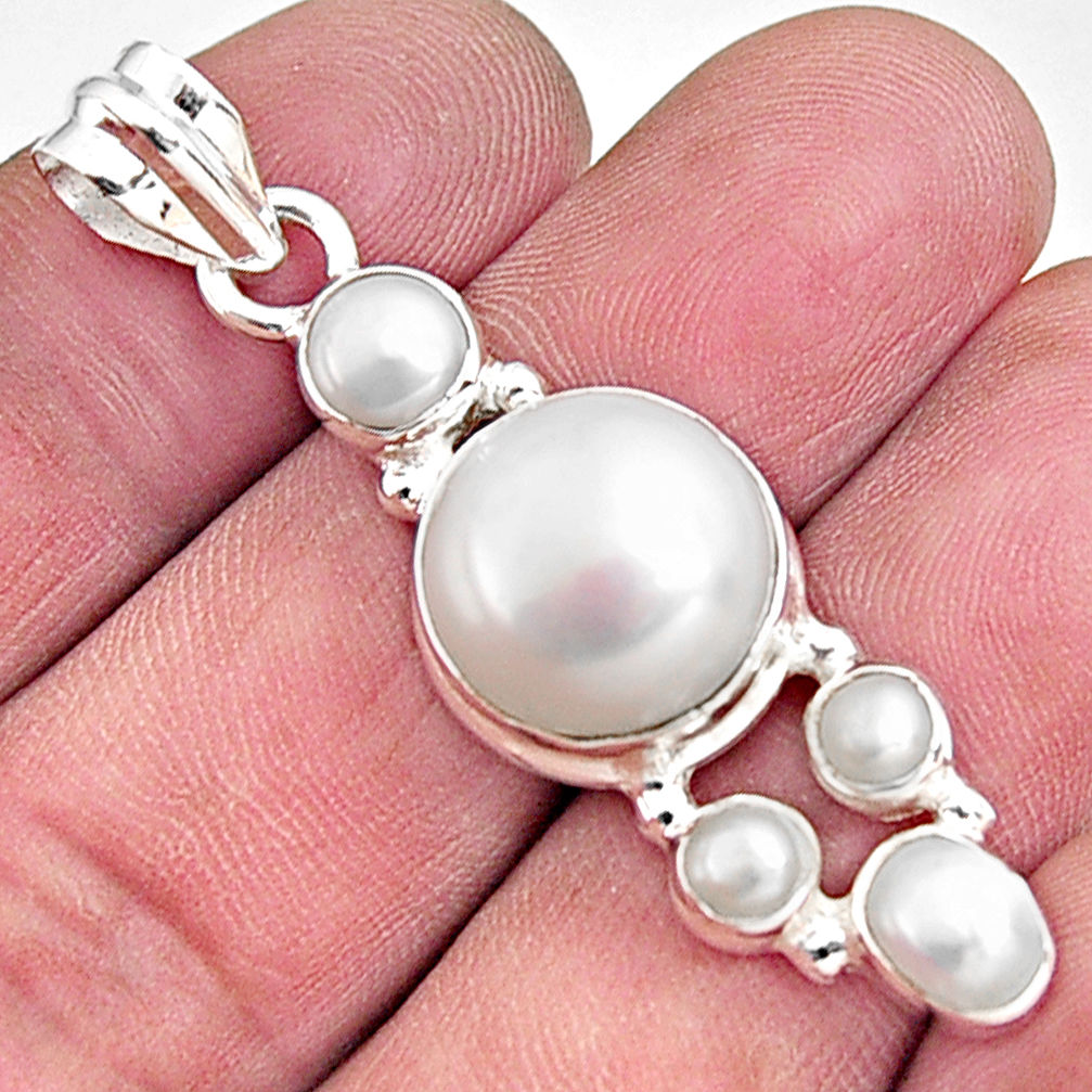 14.88cts natural white pearl 925 sterling silver pendant jewelry p94127