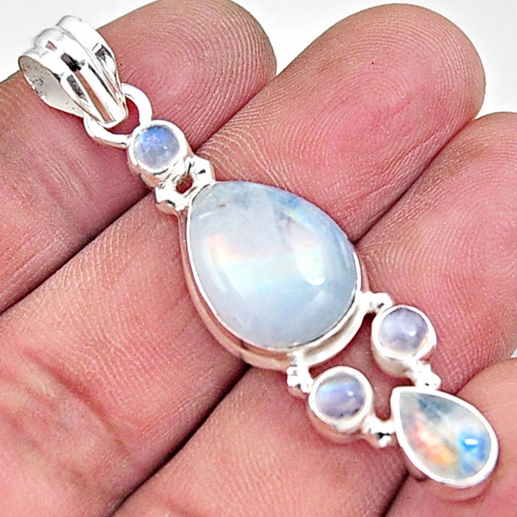 14.47cts natural rainbow moonstone 925 sterling silver pendant jewelry p94139