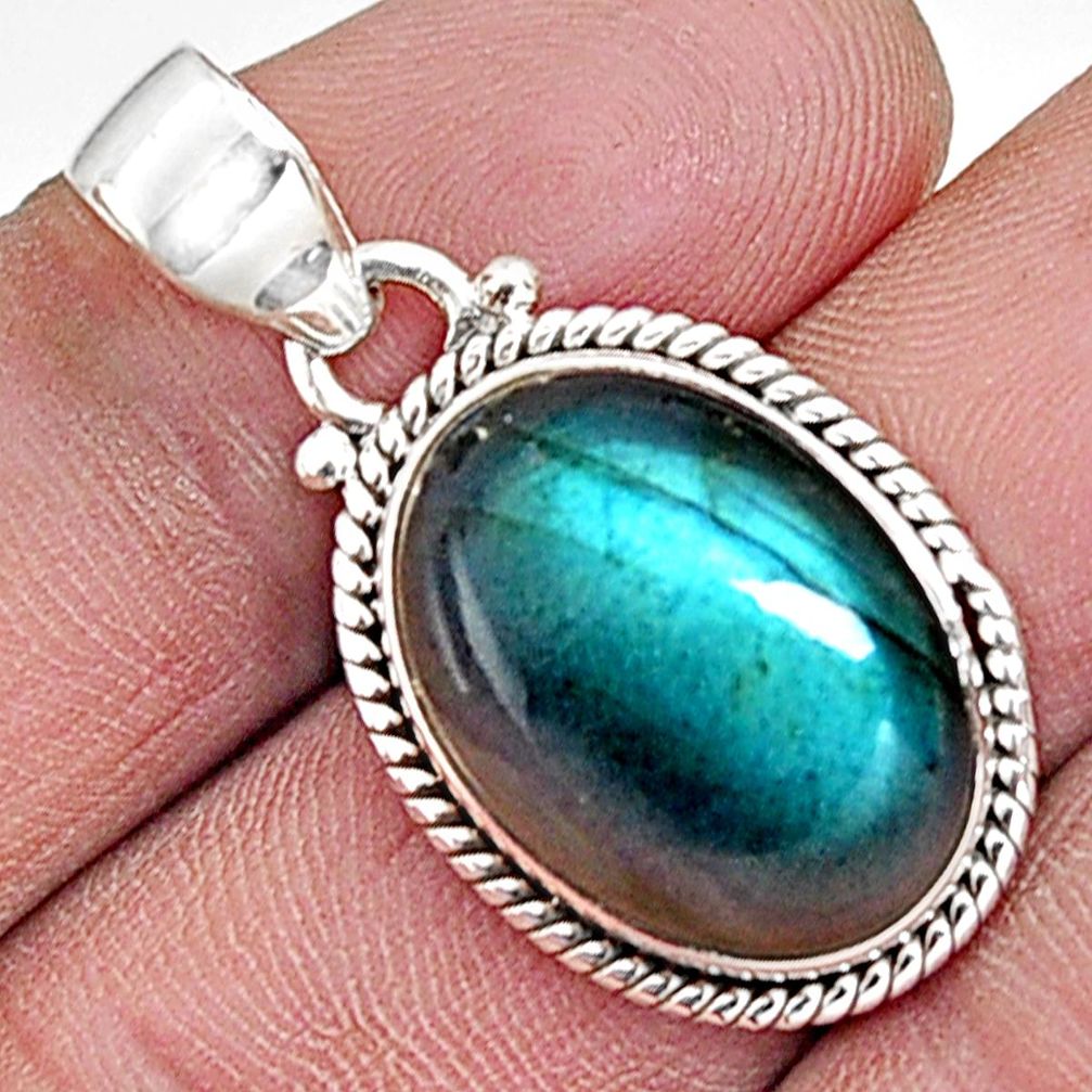 925 sterling silver 13.70cts natural blue labradorite pendant jewelry p94290