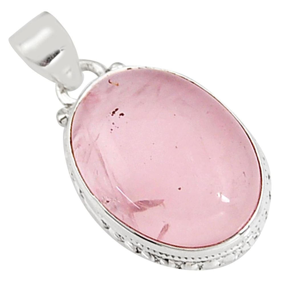 15.65cts natural pink rose quartz 925 sterling silver pendant jewelry p94312