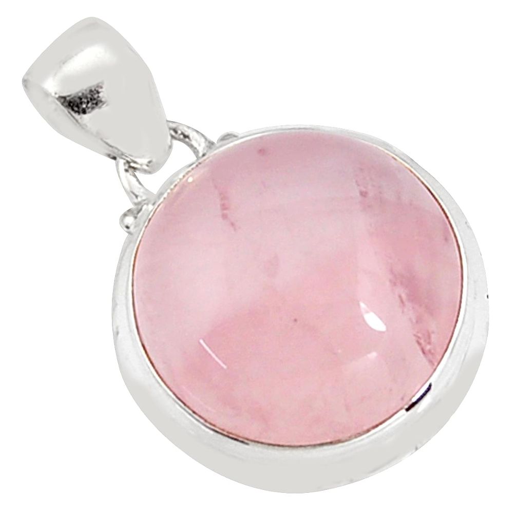 19.72cts natural pink rose quartz 925 sterling silver pendant jewelry p94315