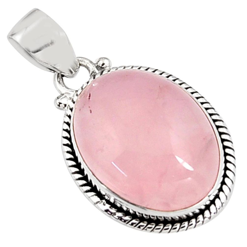 17.02cts natural pink rose quartz 925 sterling silver pendant jewelry p94316