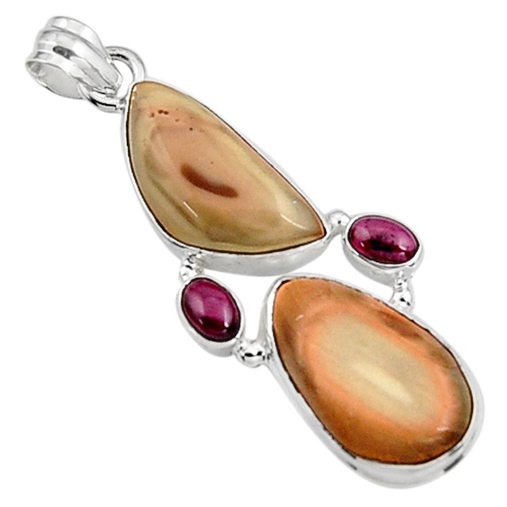 22.59cts natural brown imperial jasper garnet 925 sterling silver pendant p94410