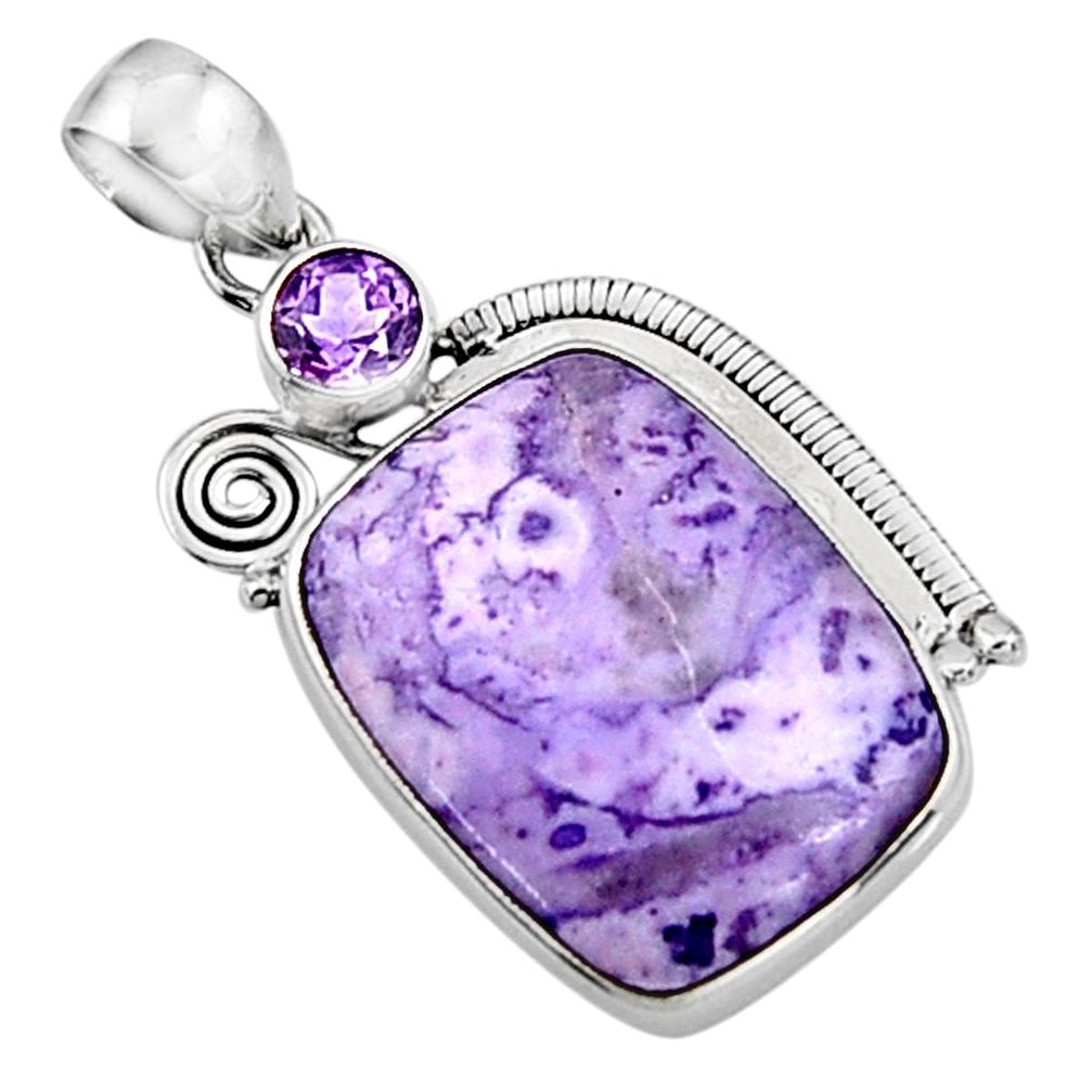 20.96cts natural purple tiffany stone amethyst 925 silver pendant p94415