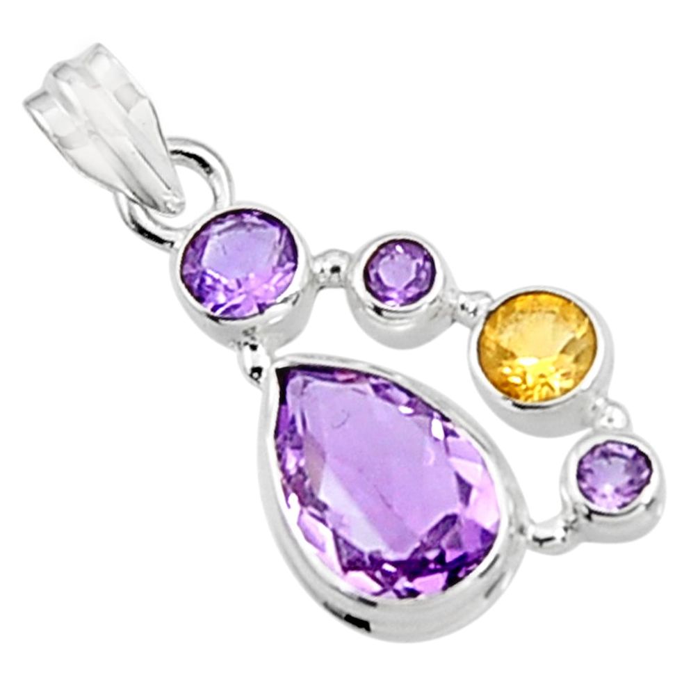 10.02cts natural purple amethyst citrine 925 sterling silver pendant p94417