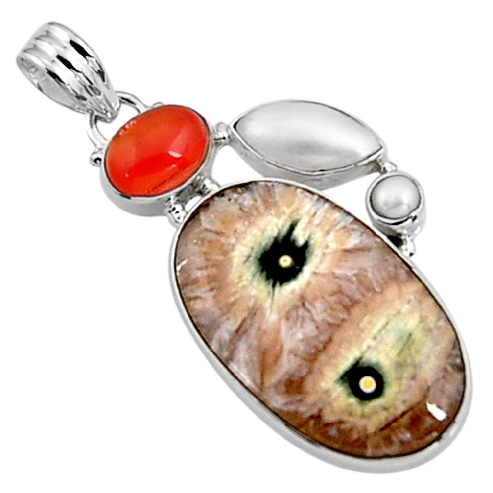 20.88cts natural ocean sea jasper cornelian (carnelian) silver pendant p94432