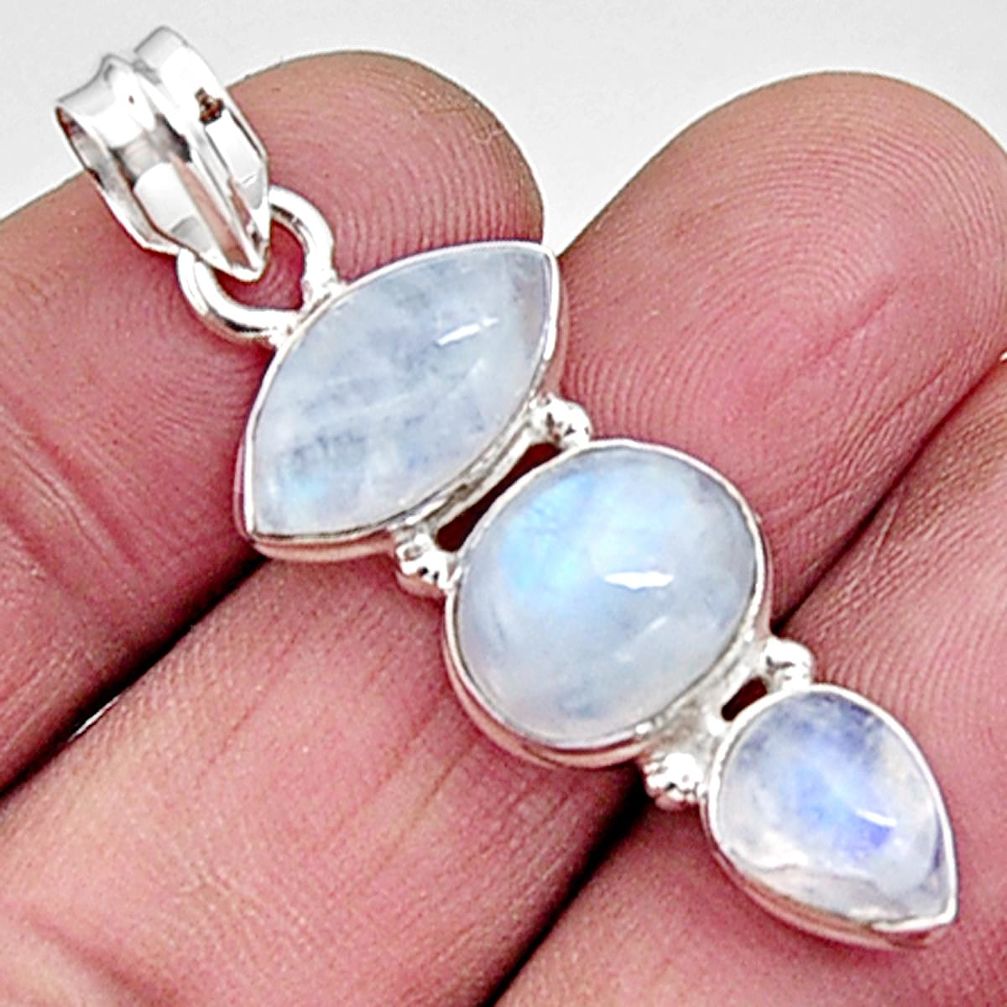 925 sterling silver 15.15cts natural rainbow moonstone pendant jewelry p94436
