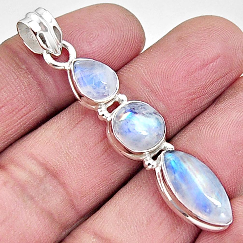 14.68cts natural rainbow moonstone 925 sterling silver pendant jewelry p94437