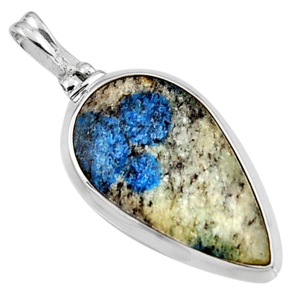 19.52cts natural k2 blue (azurite in quartz) 925 sterling silver pendant p94443