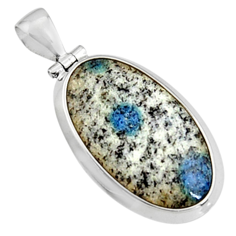 925 sterling silver 16.73cts natural k2 blue (azurite in quartz) pendant p94444