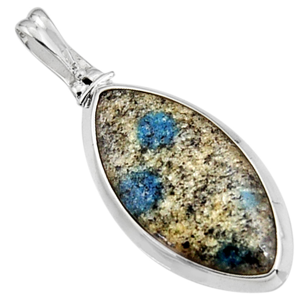 15.08cts natural k2 blue (azurite in quartz) 925 sterling silver pendant p94448