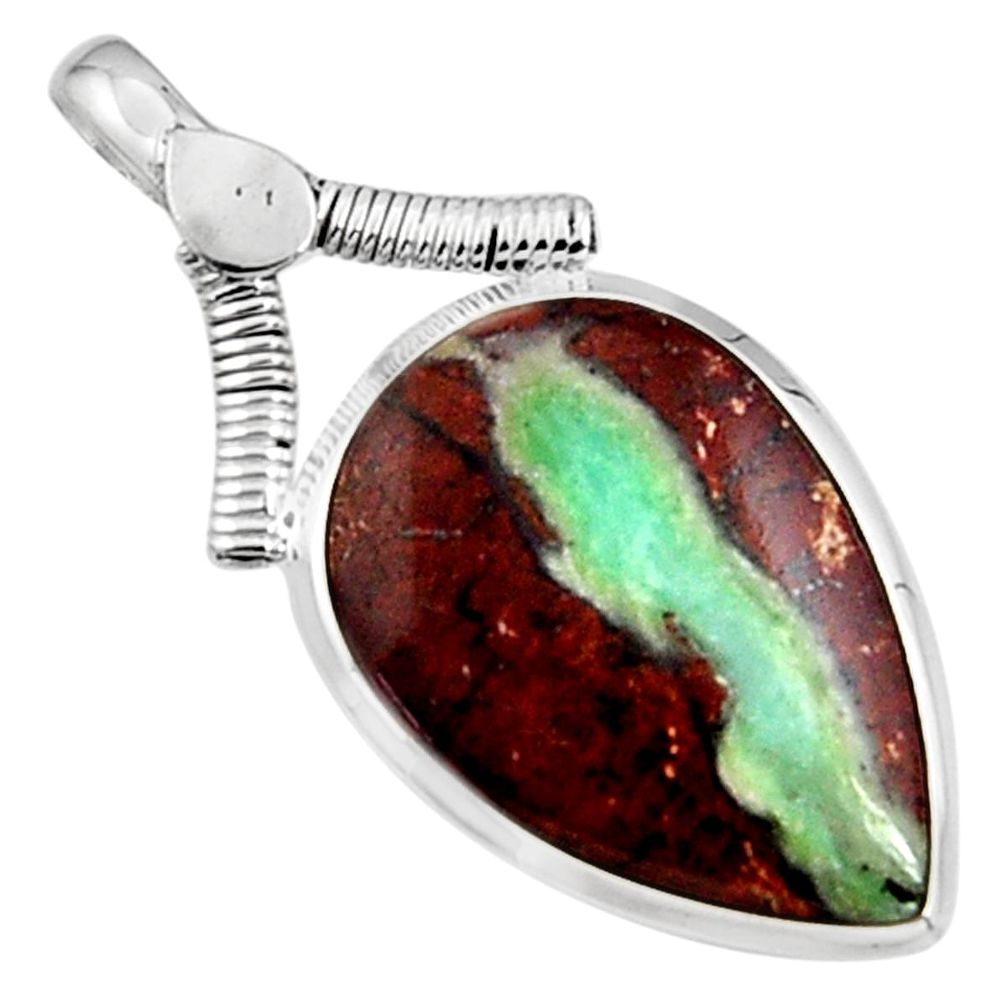 23.11cts natural green boulder chrysoprase 925 sterling silver pendant p94453