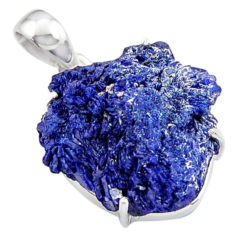 925 sterling silver 22.87cts natural blue azurite druzy pendant jewelry p94990