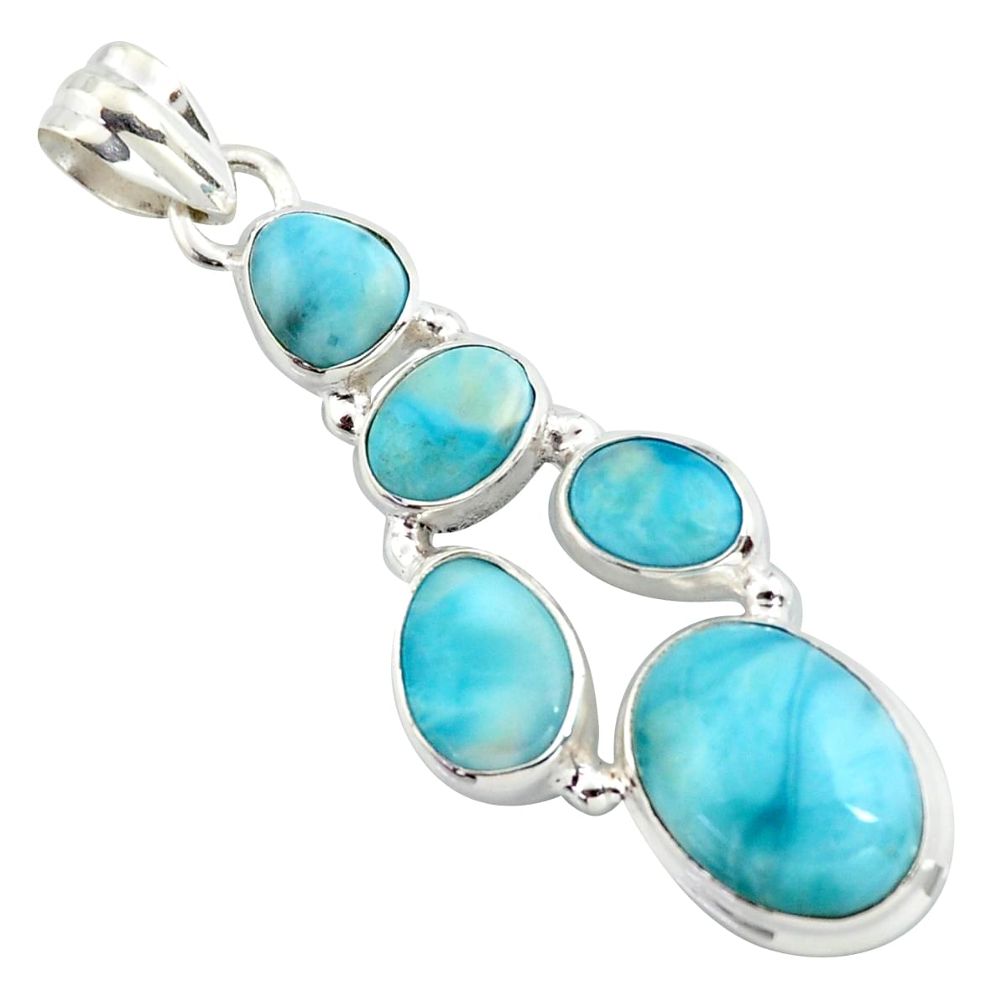 14.21cts natural blue larimar 925 sterling silver pendant jewelry p96146
