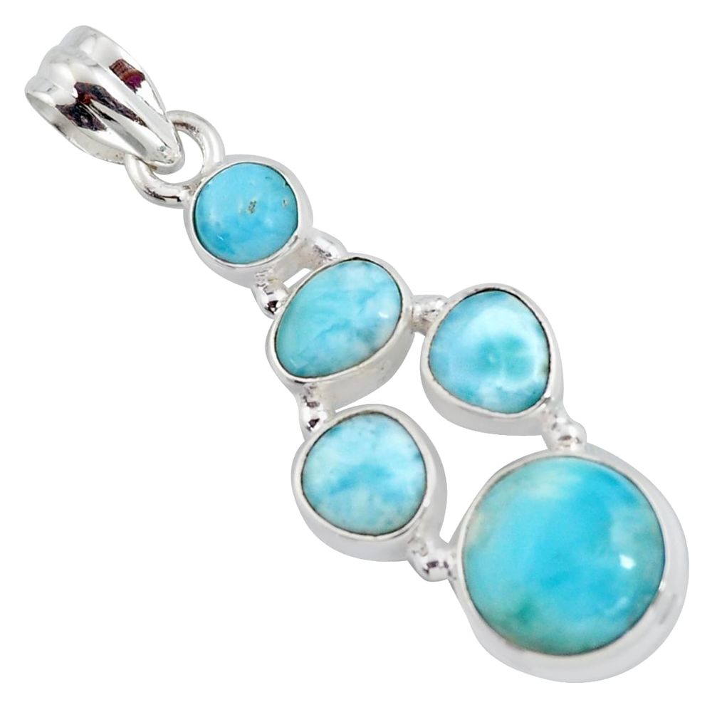 925 sterling silver 13.05cts natural blue larimar pendant jewelry p96147