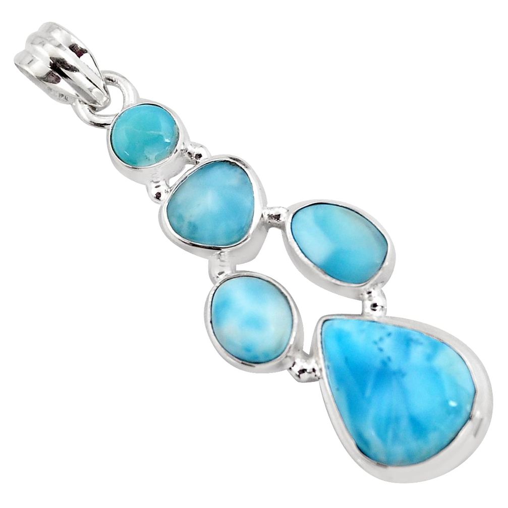 14.87cts natural blue larimar 925 sterling silver pendant jewelry p96148