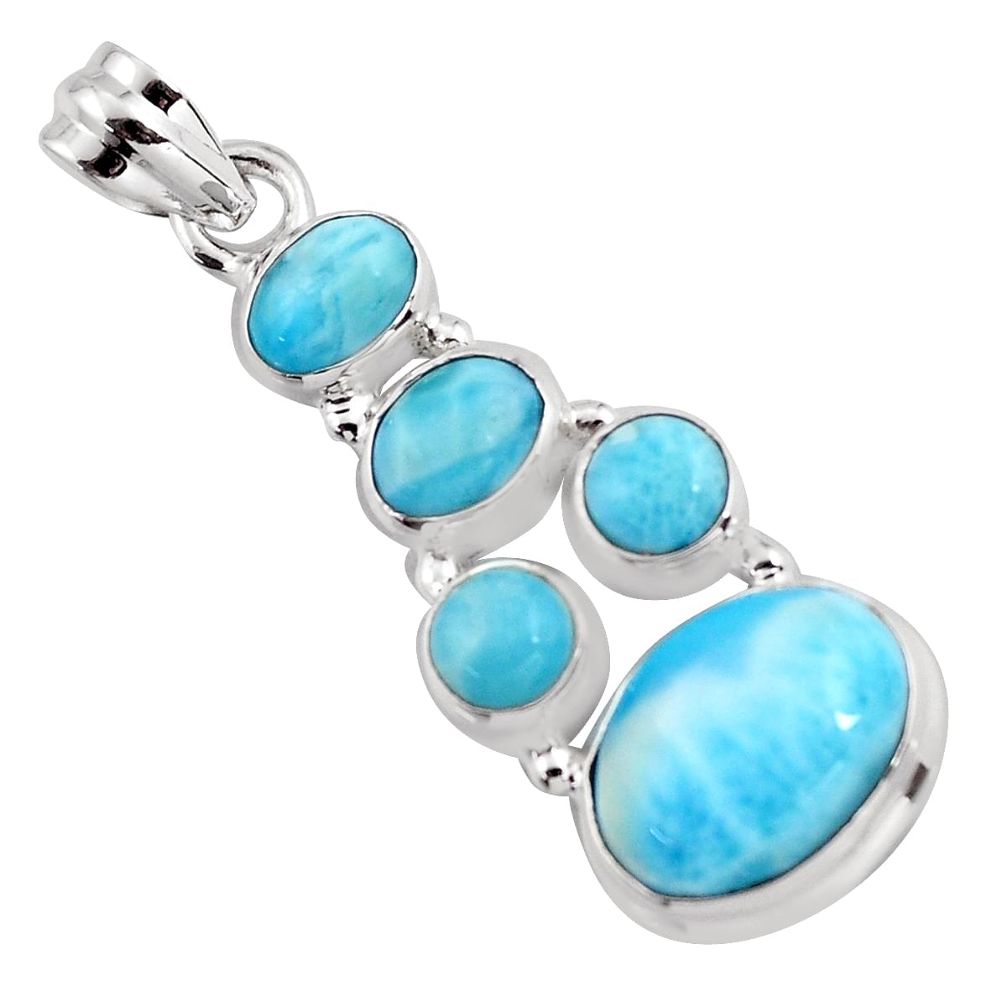 925 sterling silver 12.72cts natural blue larimar pendant jewelry p96155