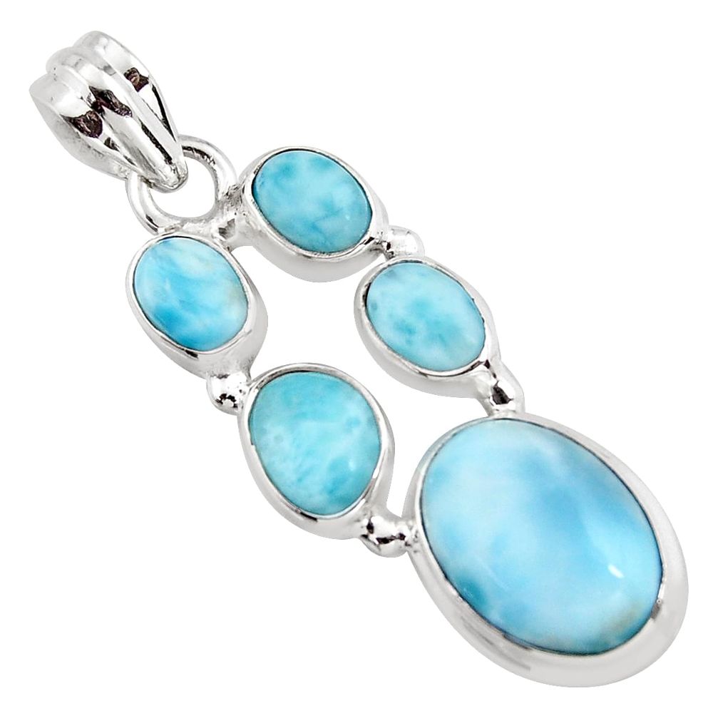 12.40cts natural blue larimar 925 sterling silver pendant jewelry p96160